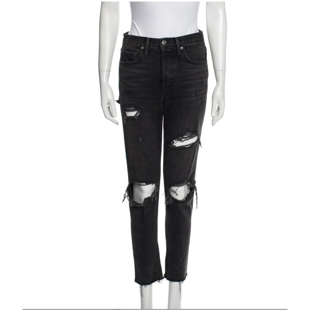 GRLFRND Mid-Rise Black Straight Leg Jeans Denim Size: XS | US 25